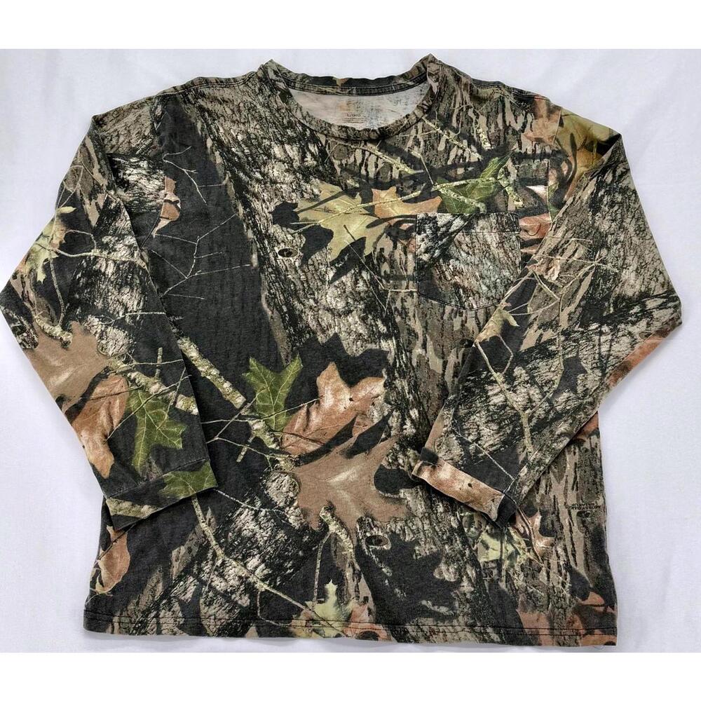 Realtree Camouflage Long Sleeve Shirt Loose Fit Large Cotton Blend‎